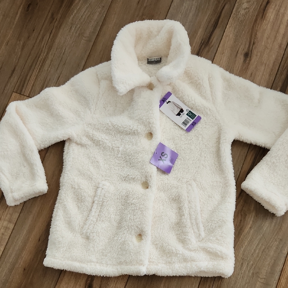 32° Heat Cream Sherpa Feece Button Down Jacket Women's XS NEW!